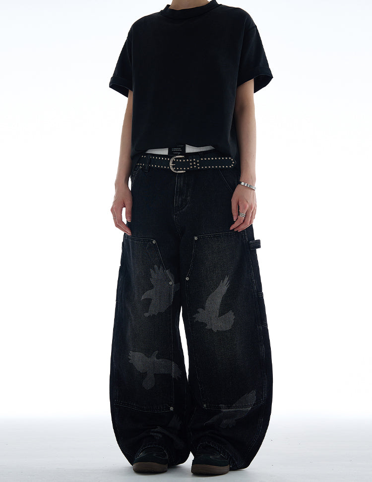 MADWITCH AMERICAN STYLE PEACE DOVE PRINT DENIM JEANS #CK9575