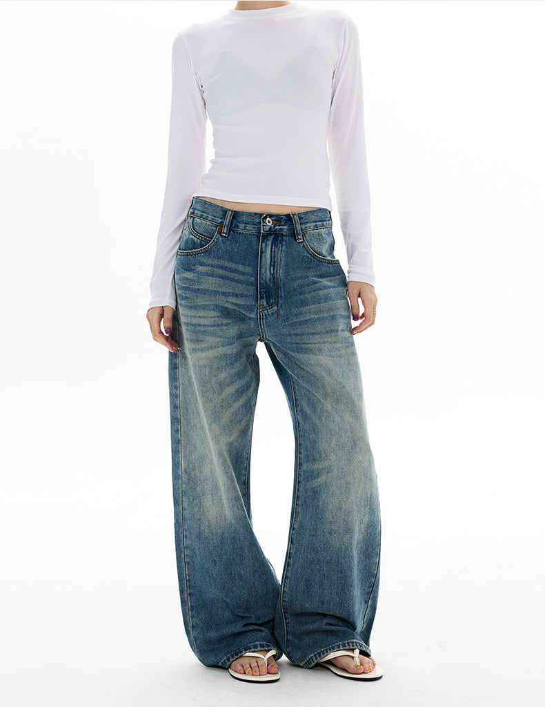 MADWITCH VINTAGE WASHED WIDE LEG JEANS #CK5550