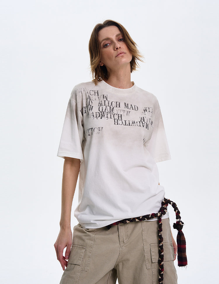 MADWITCH LETTER PRINT SHORT SLEEVE #MD3635