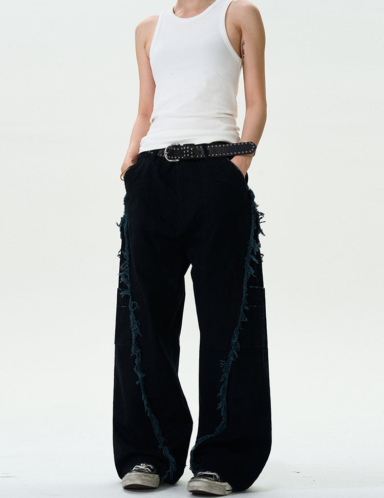 MADWITCH TASSELED CUT-OFF WORK PANTS #CK6612