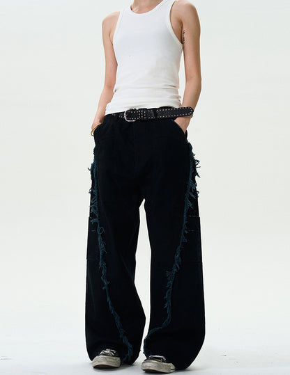 MADWITCH TASSELED CUT-OFF WORK PANTS #CK6612