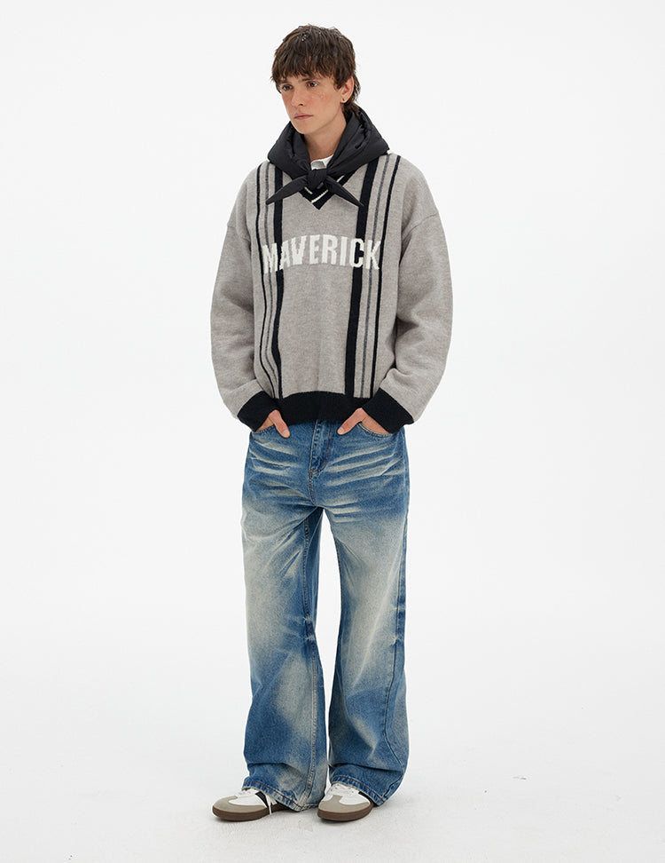 MADWITCH STRIPE VEE SWEATER #MY519