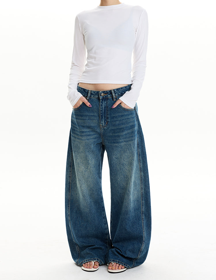 MADWIT FADED WASH WIDE JEANS #CK5571
