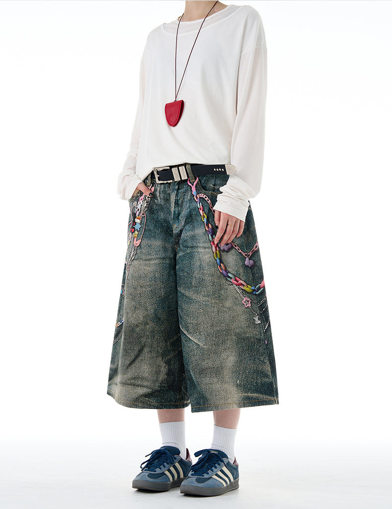 MADWITCH 3D PRINT DENIM PANTS #G6830