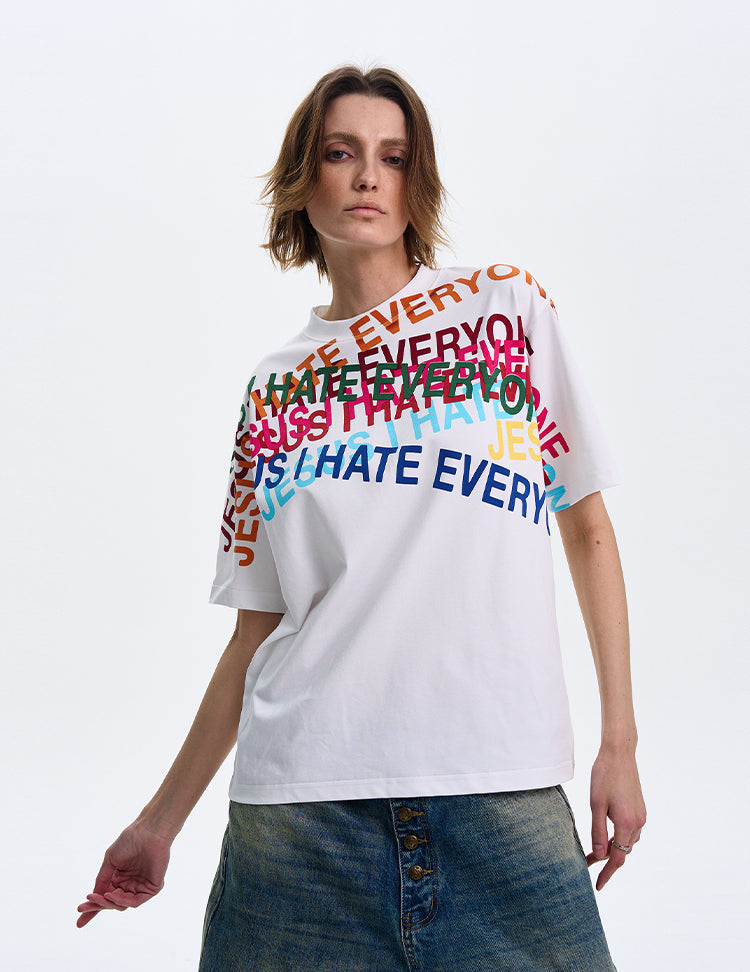 MADWITCH ORIGINAL LETTER PRINT T-SHIRT #MD4113