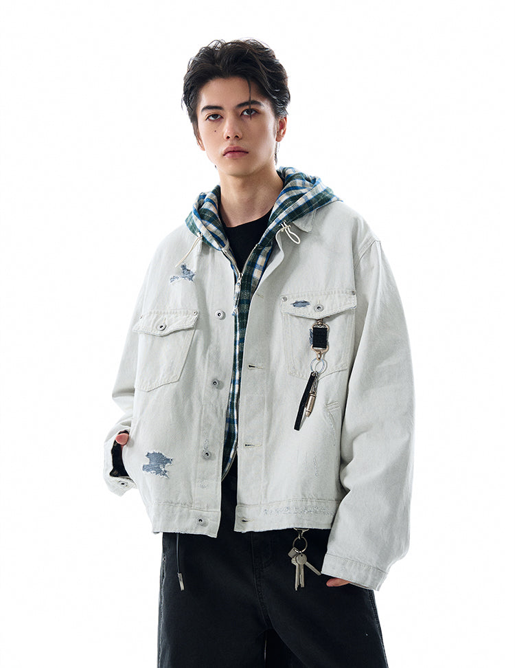 MADWITCH DISTRESSED WASHED DENIM JACKET #C177C25