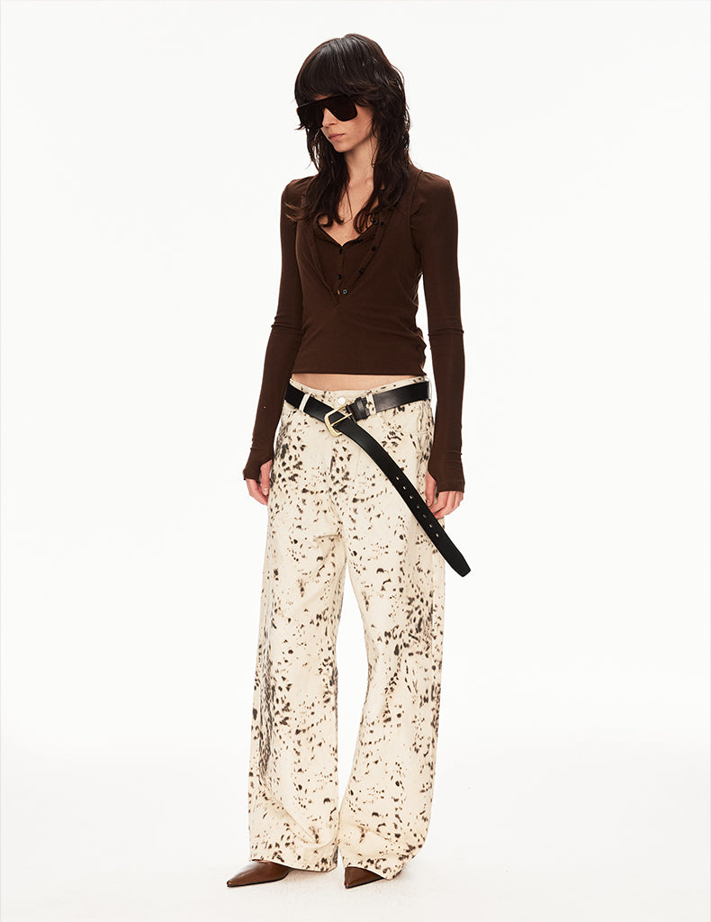 MADWIT LEOPARD PRINT JEANS #DR6998