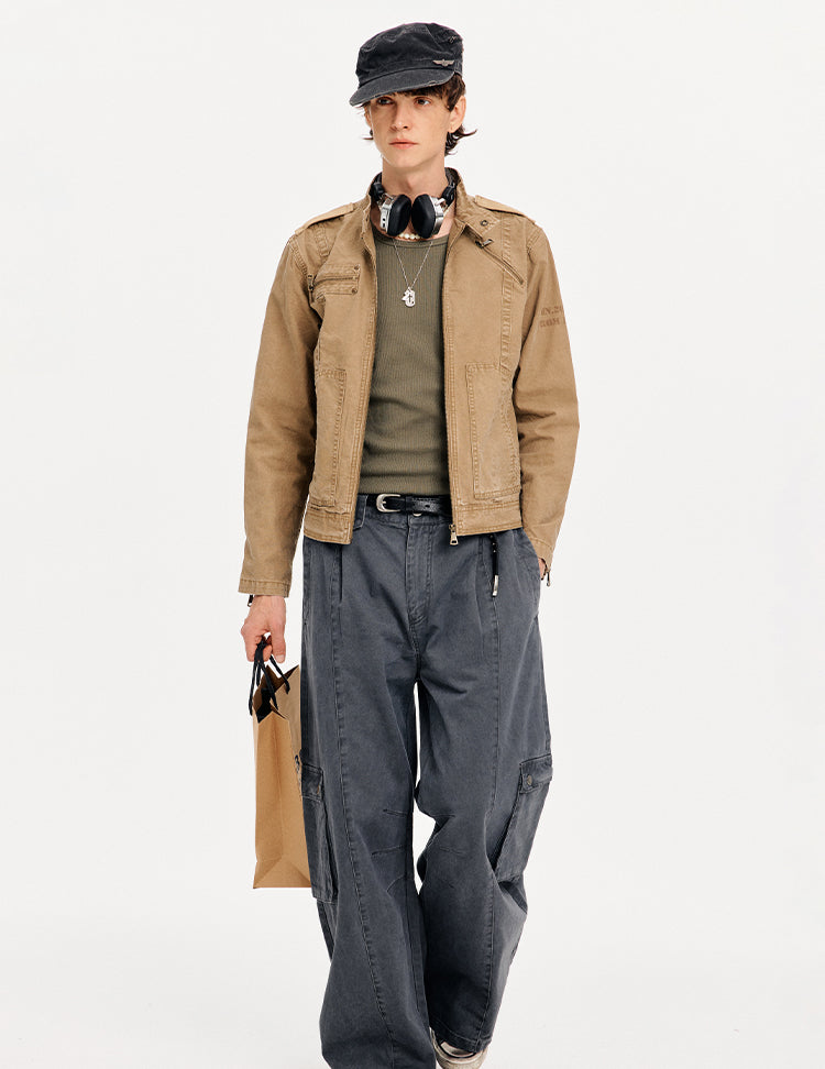 MADWITCH PATCHWORK CROPPED WORK JACKET #CW1325