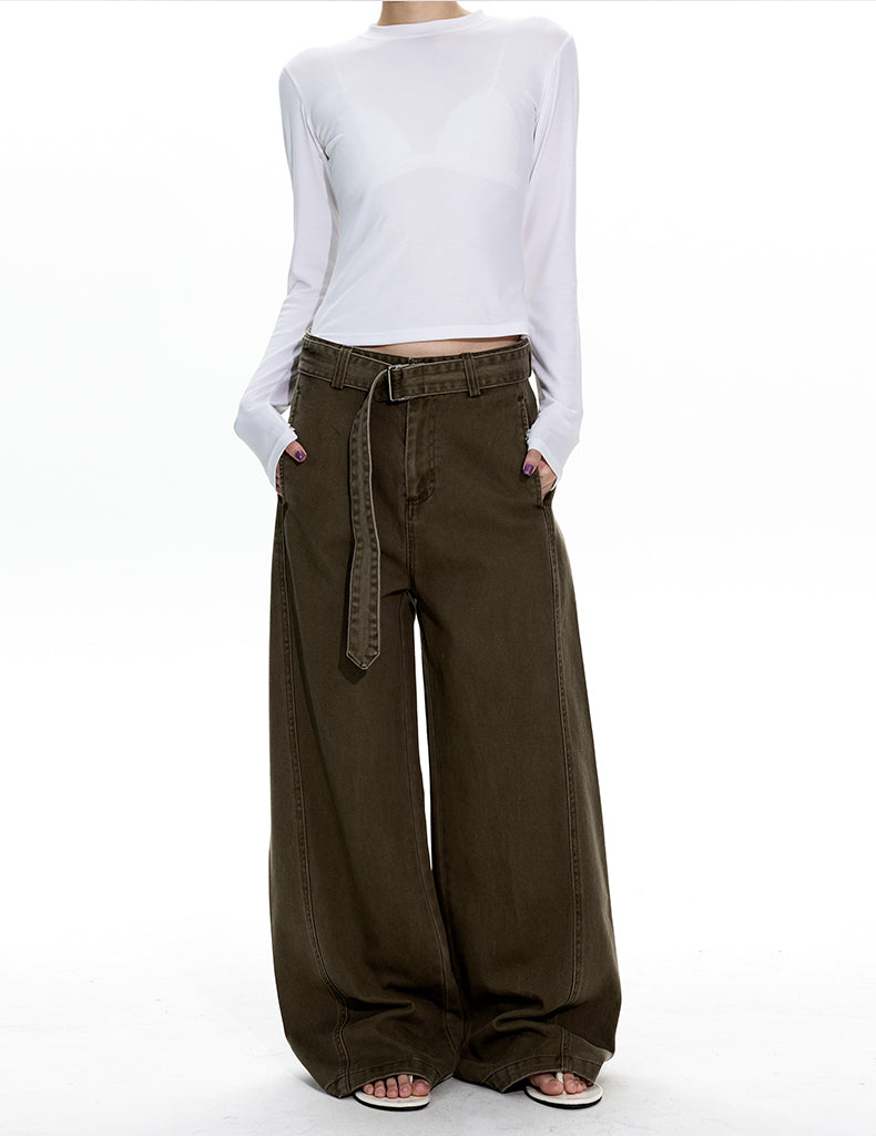 MADWITCH BELT DETAIL WIDE LEG JEANS #CK6919