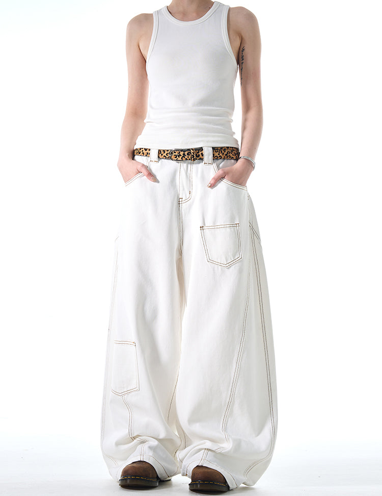 MADWITCH DESIGNER-STYLE WIDE-LEG JEANS #L665