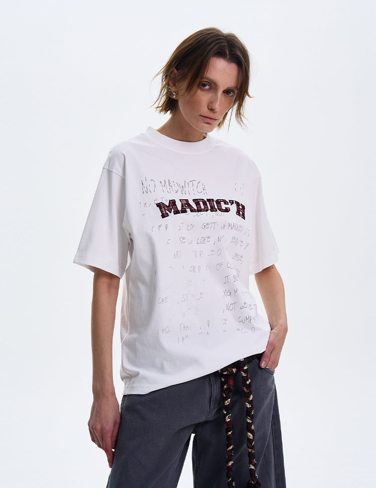 MADWITCH ORIGINAL LETTER PRINT T-SHIRT #MD4116