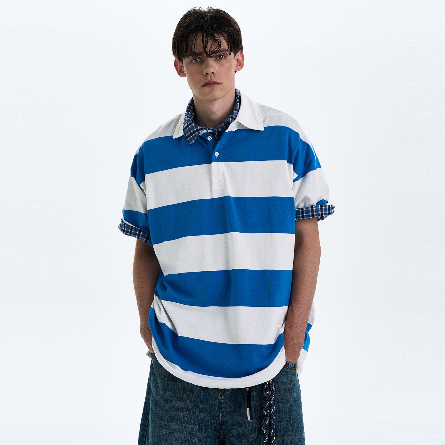 MADWITCH STRIPED LOOSE-FIT T-SHIRT #MD4178