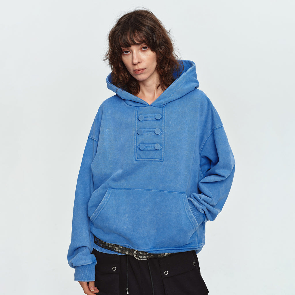 MADWITCH HEAVYWEIGHT WASHED NAPOLEON-BUTTON HOODIE #L2026604