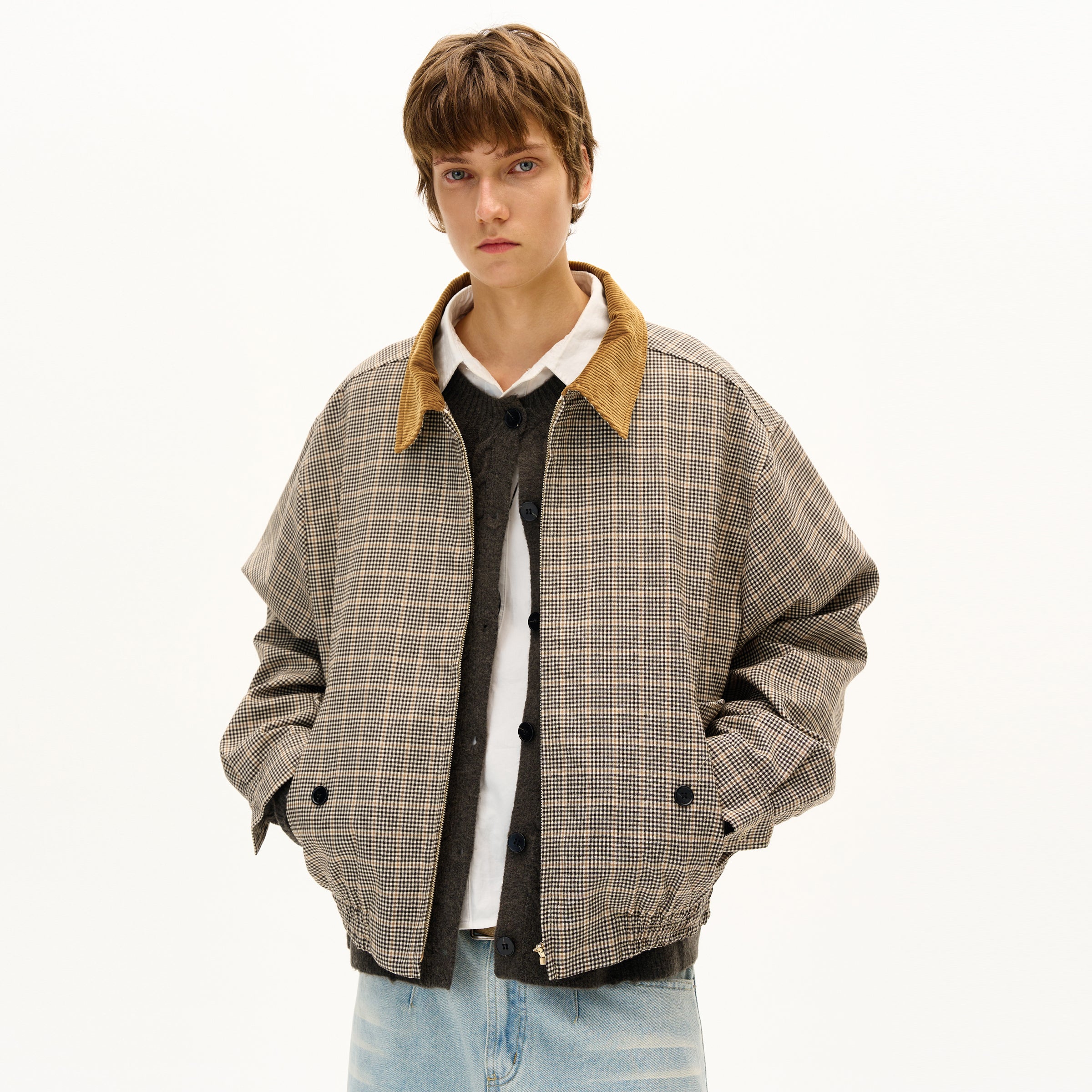 MADWITCH UNISEX CONTRAST COLLAR PATCHWORK JACKET #G1412