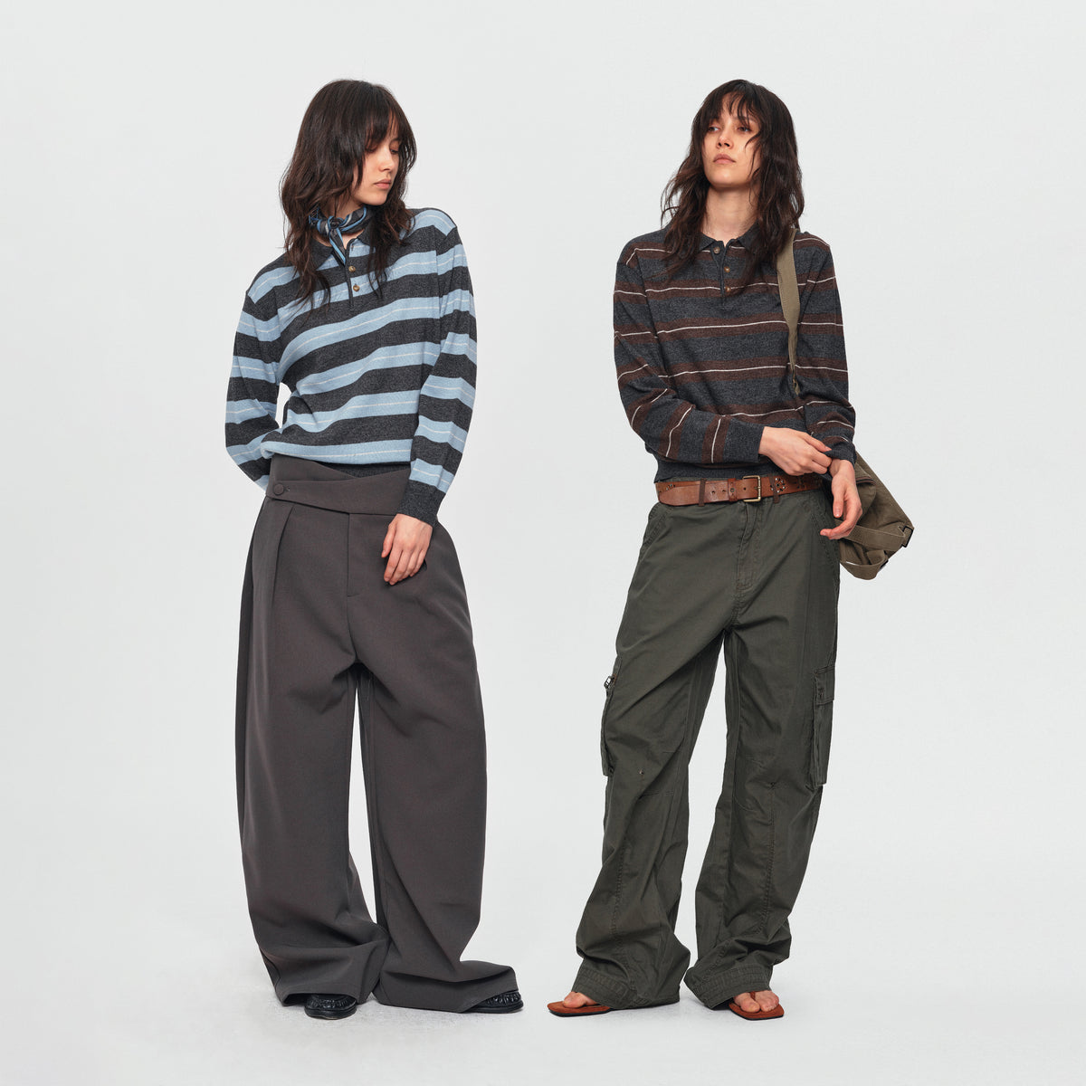 MADWITCH CONTRAST-STRIPE WOOL-BLEND POLO SWEATER #32873
