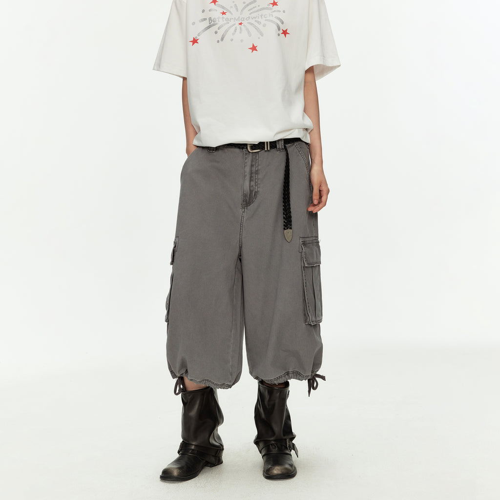 MADWITCH DRAWSTRING CARGO CROP PANTS #CK3510D