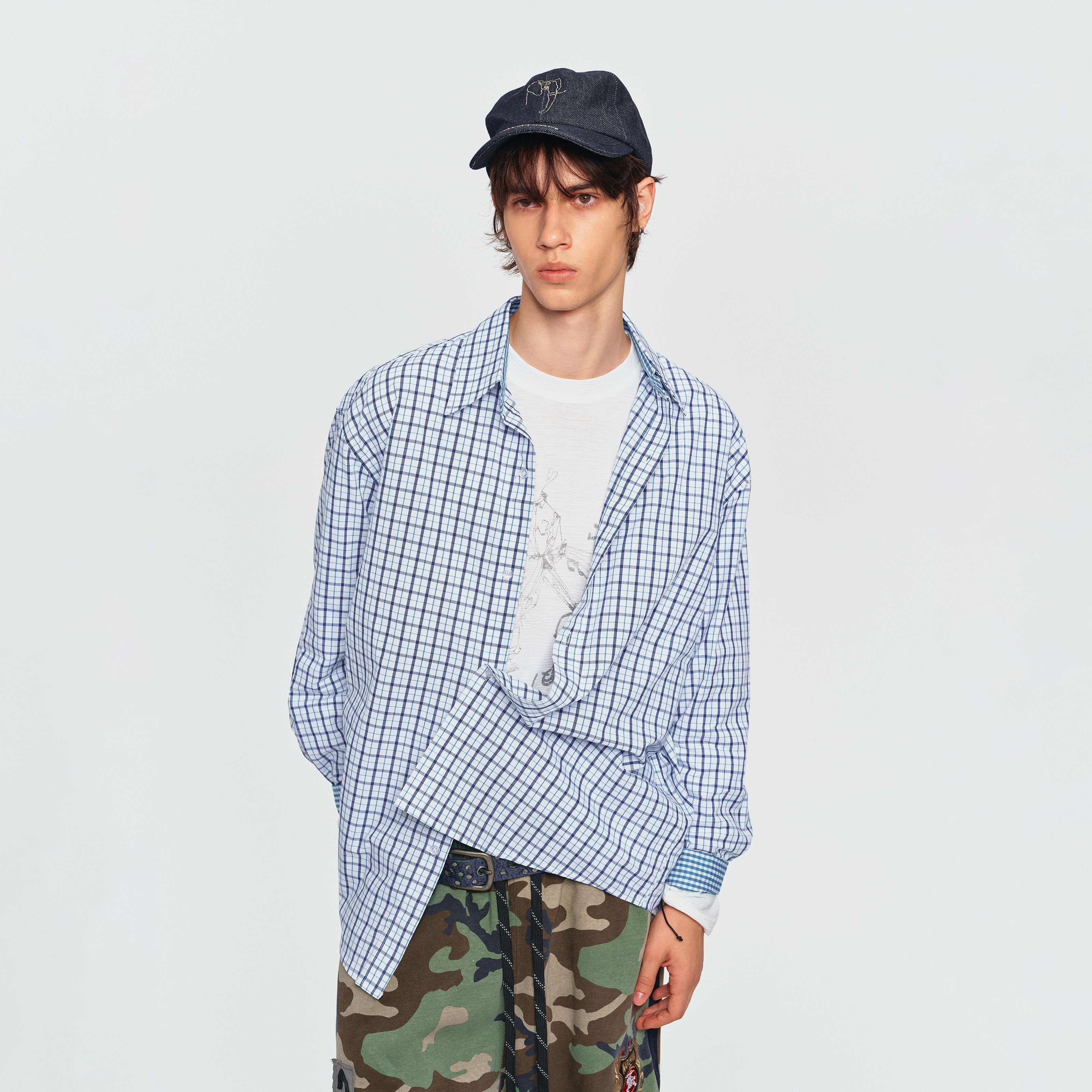 MADWITCH VINTAGE CONTRAST PLAID SHIRT #B301