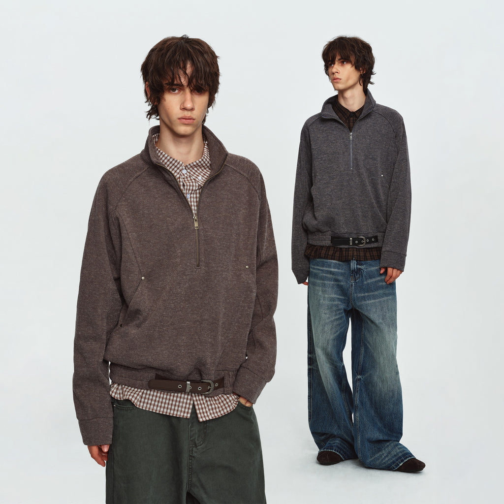 MADWITCH TEXTURED HALF-ZIP RAGLAN PULLOVER SWEATSHIRT #991561
