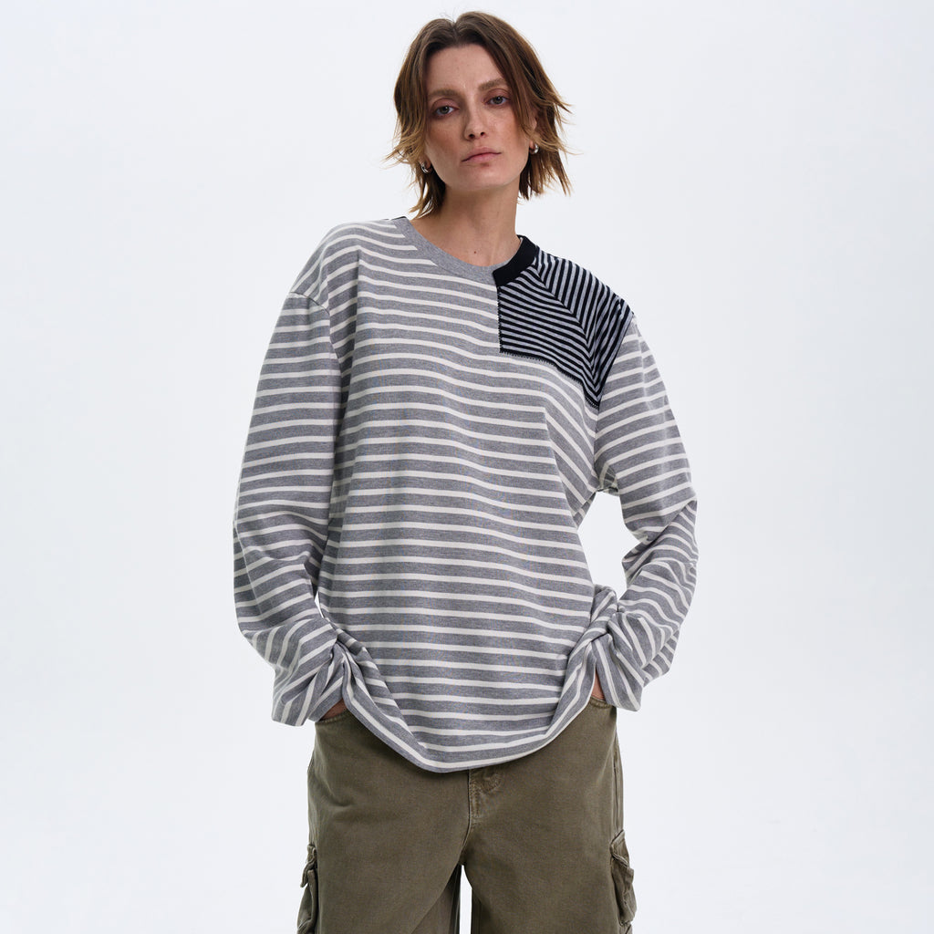 MADWITCH STRIPED CONTRAST LONG SLEEVE #SD12