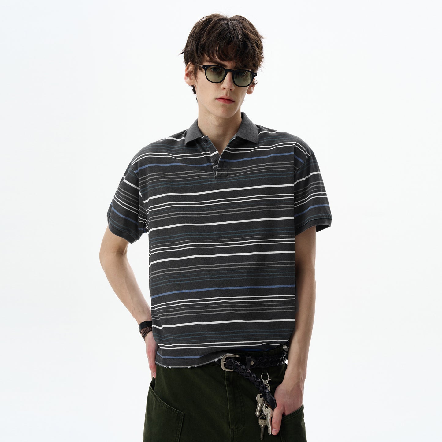 MADWITCH STRIPED POLO SHIRT #0244