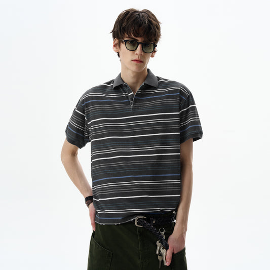 MADWITCH STRIPED POLO SHIRT #0244