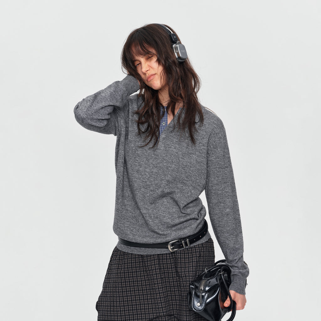 MADWITCH CONTRAST-COLLAR PLAID WOOL-BLEND CARDIGAN #11889