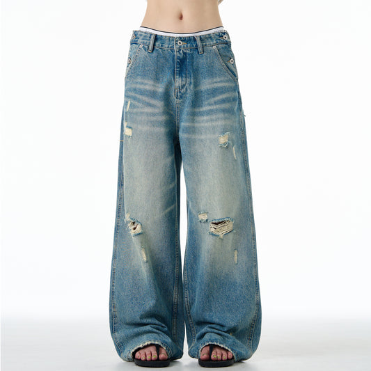 MADWITCH DISTRESSED WASHED DENIM JEANS #CK9555