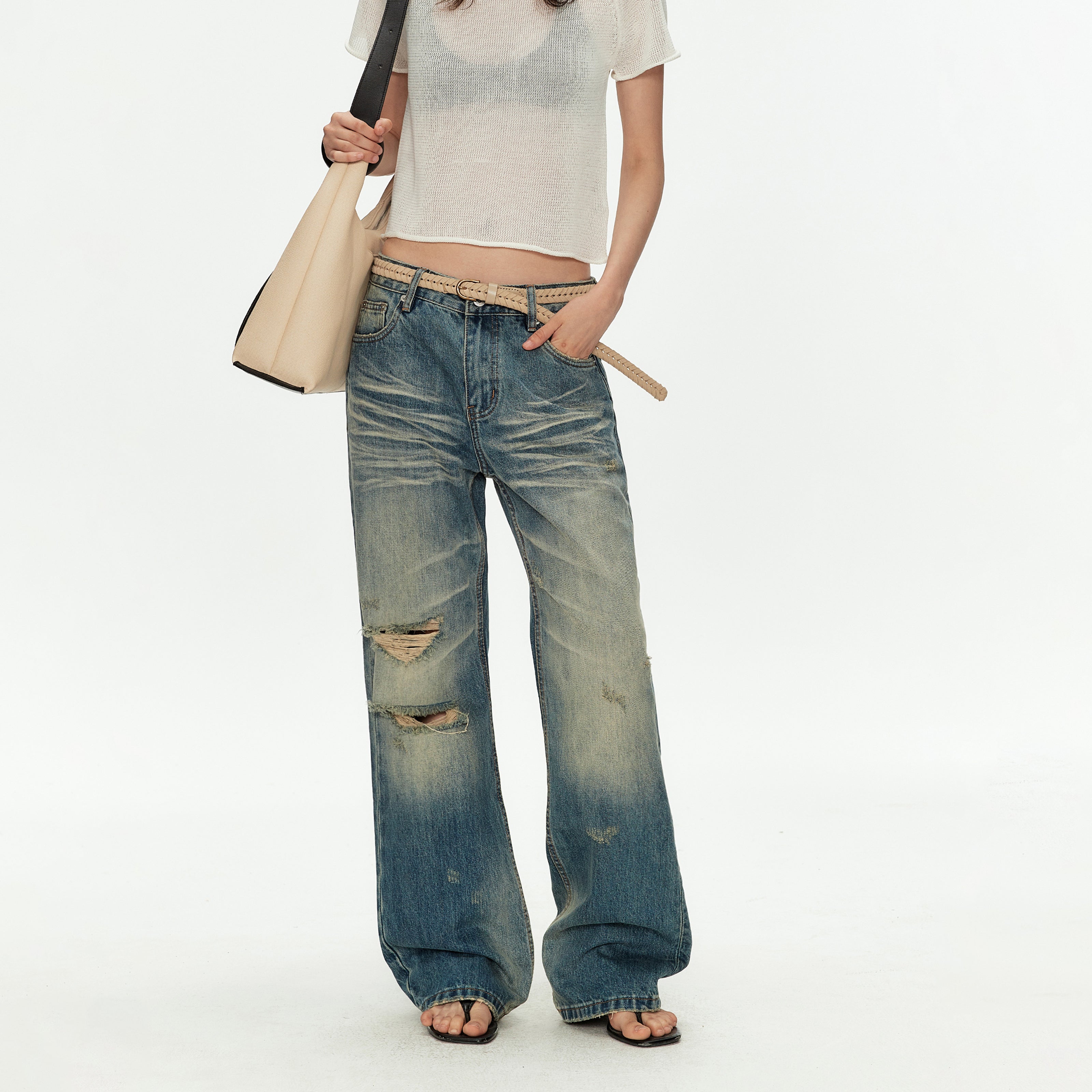 MADWITCH VINTAGE WHISKER FLARE JEANS #GPC5611