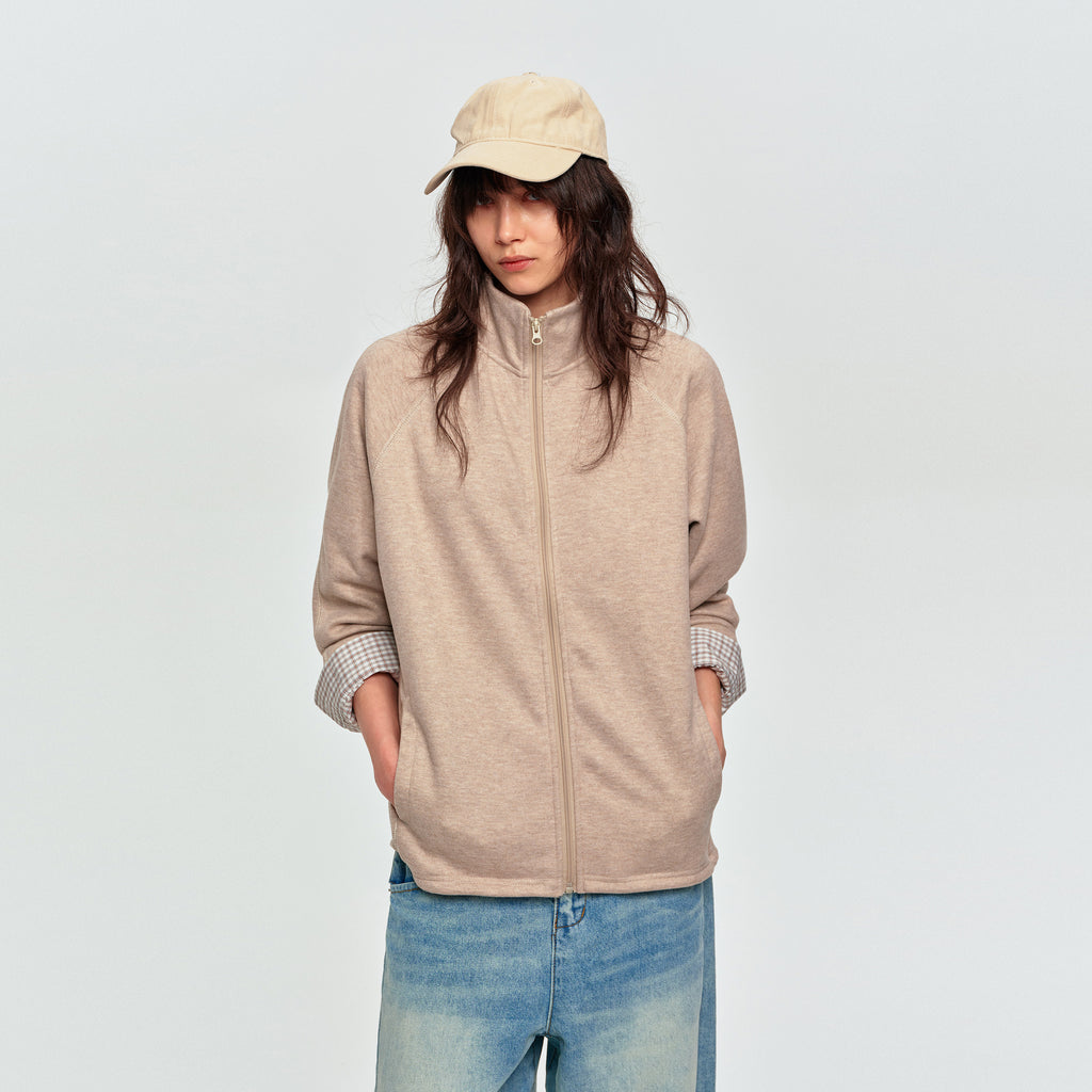 MADWITCH RAGLAN-SLEEVE STAND-COLLAR ZIP SWEATSHIRT #WT2373