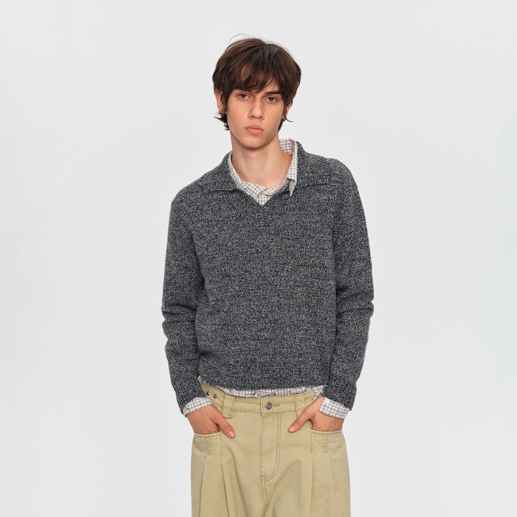 MADWITCH MARLED WOOL-BLEND POLO SWEATER #11820