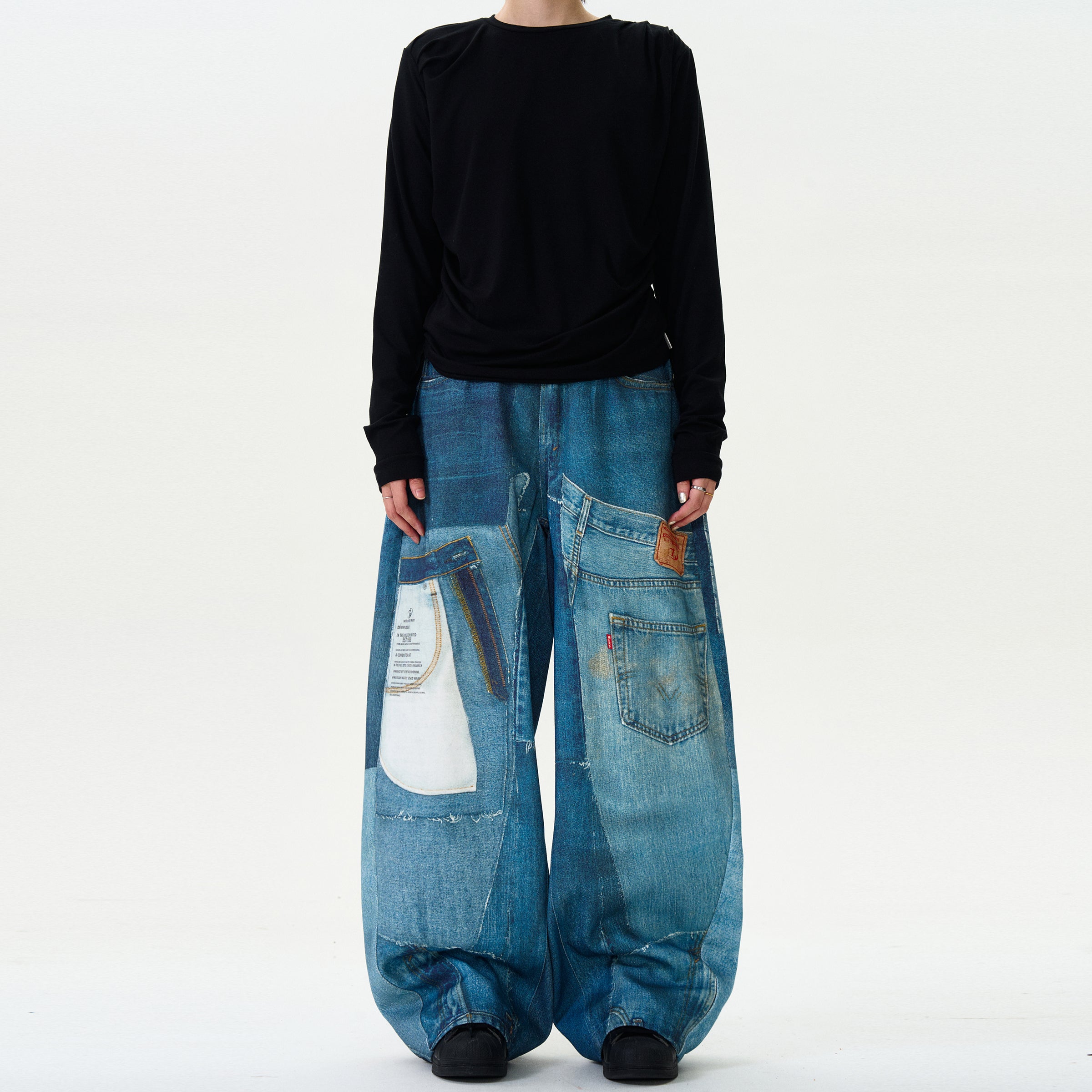 MADWITCH 3D PRINTED WIDE LEG JEANS #MQ6715