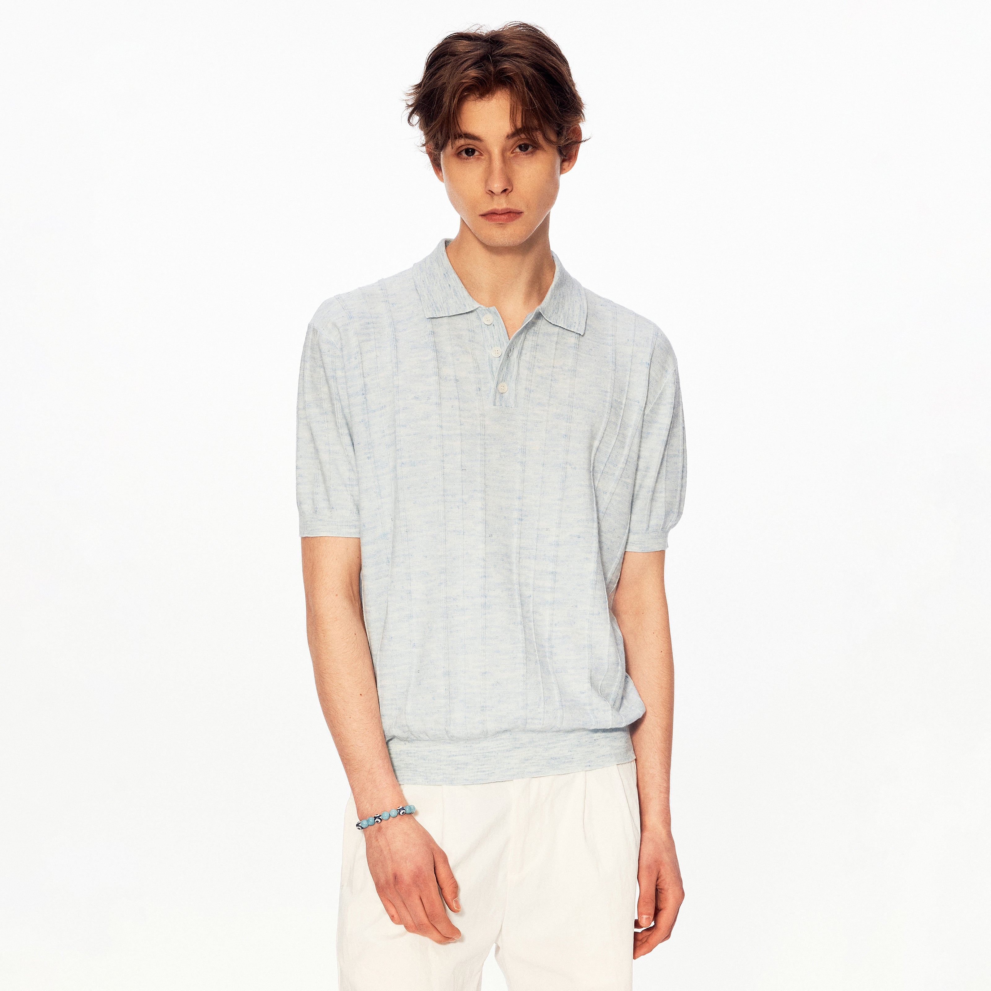 MADWITCH RIBBED POLO RELAXED TEE #MD27506