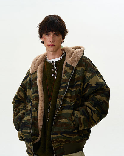 MADWITCH FLEECED CAMOUFLAGE COTTON JACKET #C147