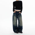 MADWITCH HEAVY WASH WIDE LEG JEANS #DR9692