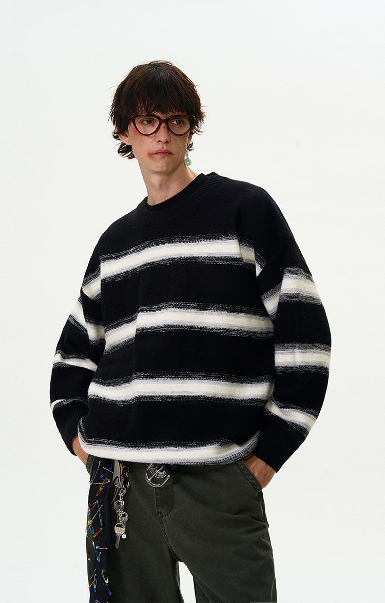 MADWITCH STRIPED CREWNECK SWEATER #5608