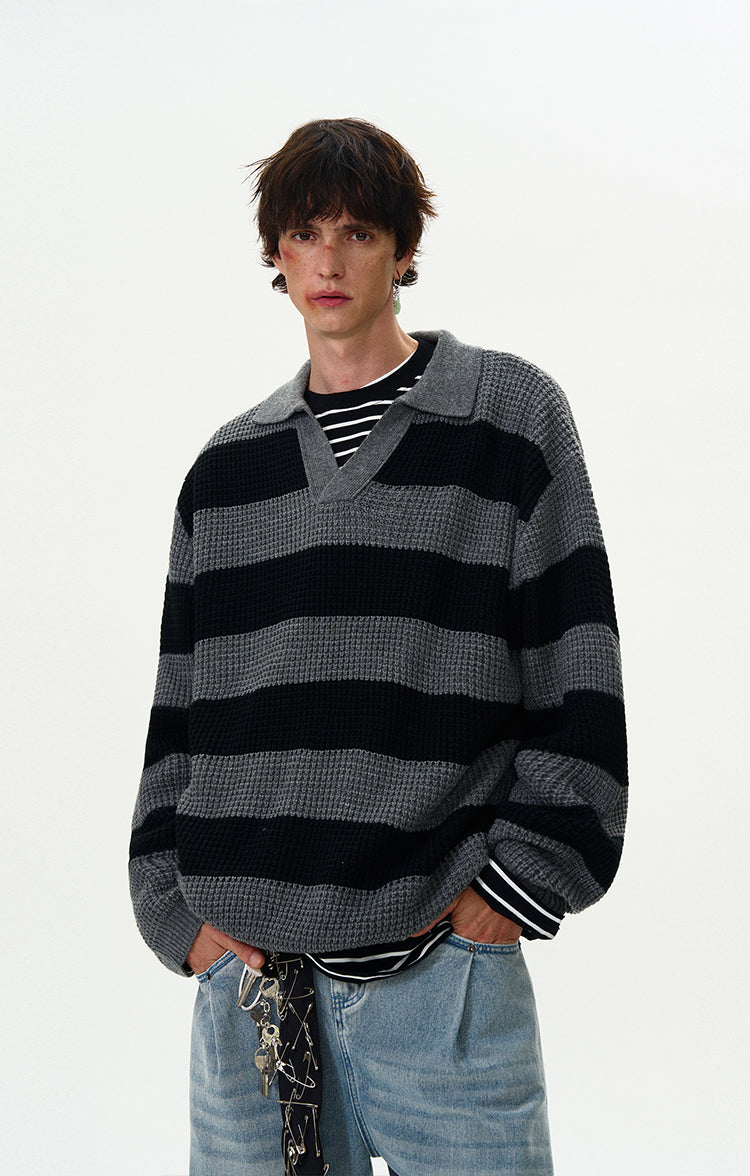 MADWITCH STRIPED KNIT SWEATER #MY407