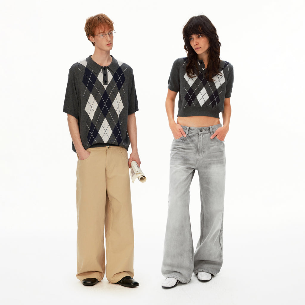 MADWITCH PREPPY DIAMOND KNIT POLO #26806