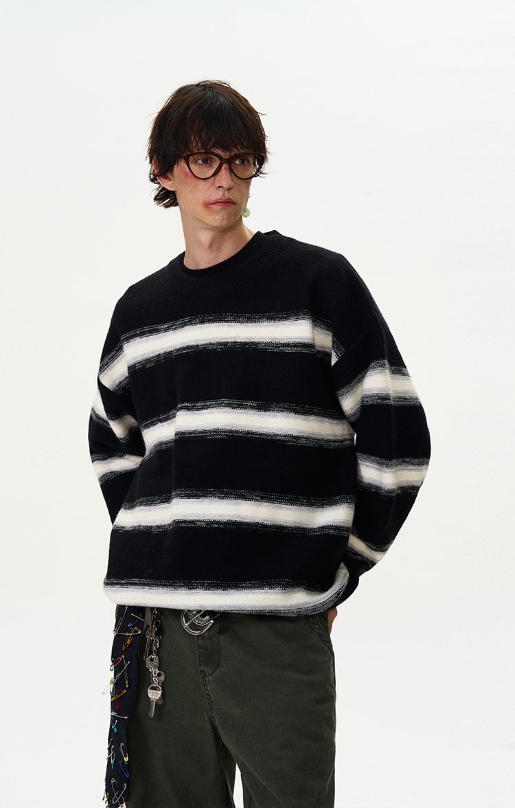 MADWITCH STRIPED CREWNECK SWEATER #5608