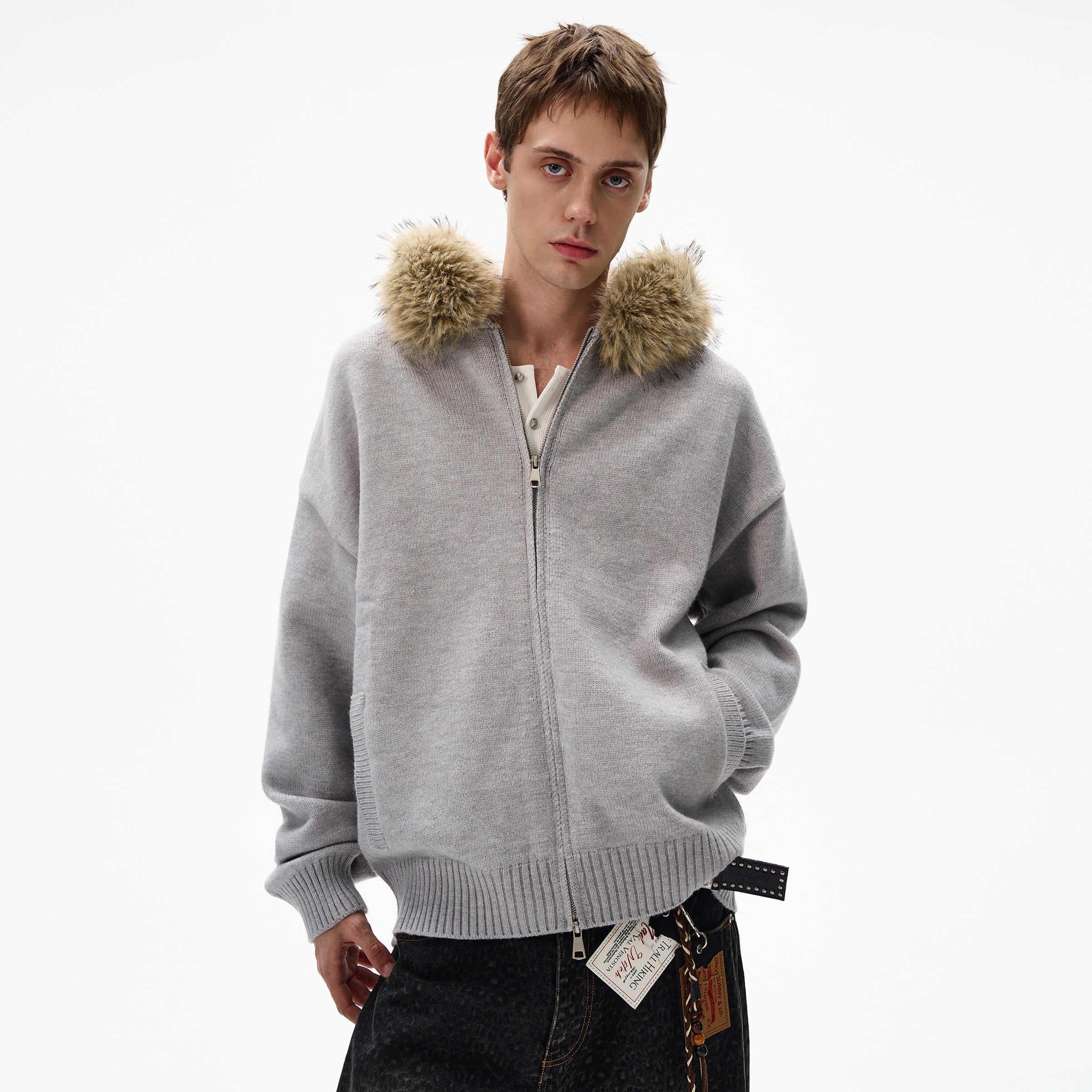 MADWITCH UNISEX FUR-TRIMMED CASUAL COAT #6273