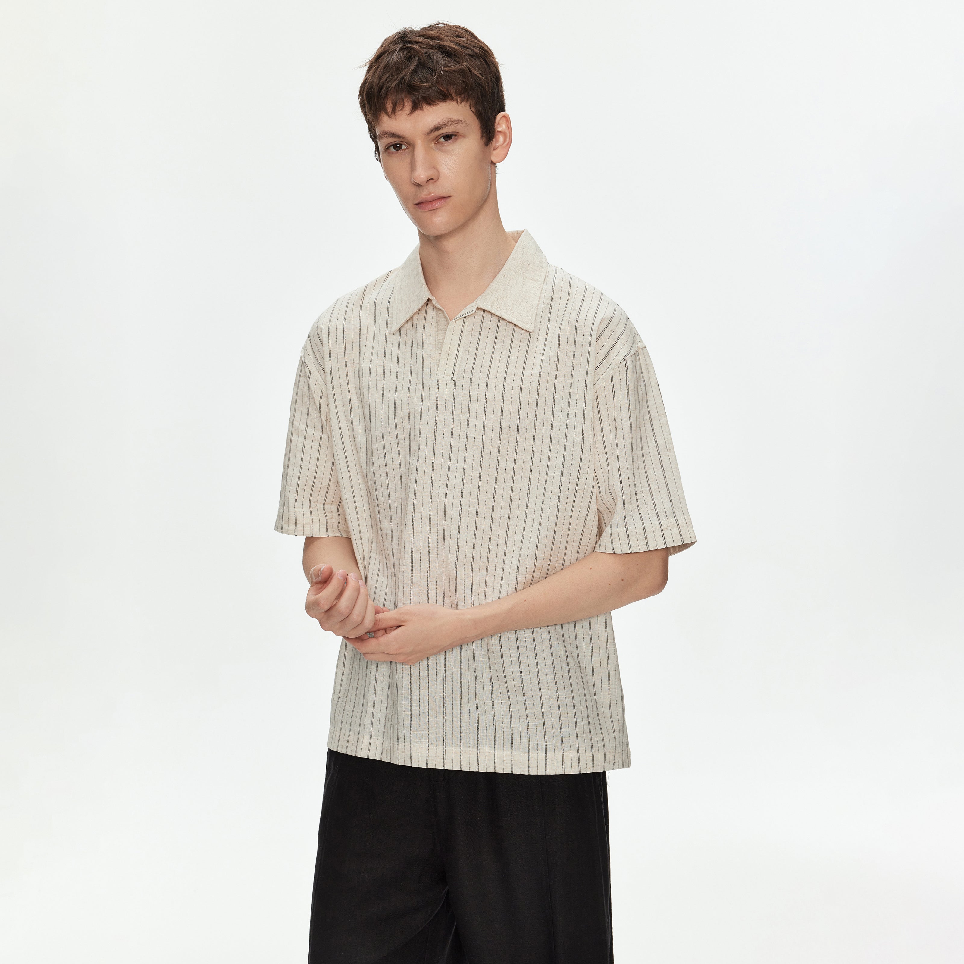 MADWITCH CUBA COLLAR STRIPE SHIRT #C2646C26