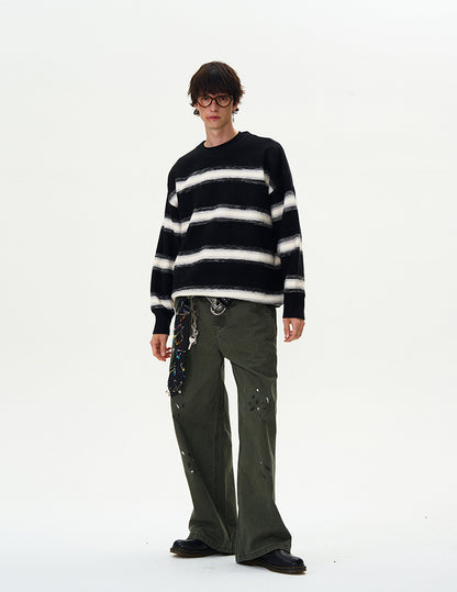 MADWITCH STRIPED CREWNECK SWEATER #5608