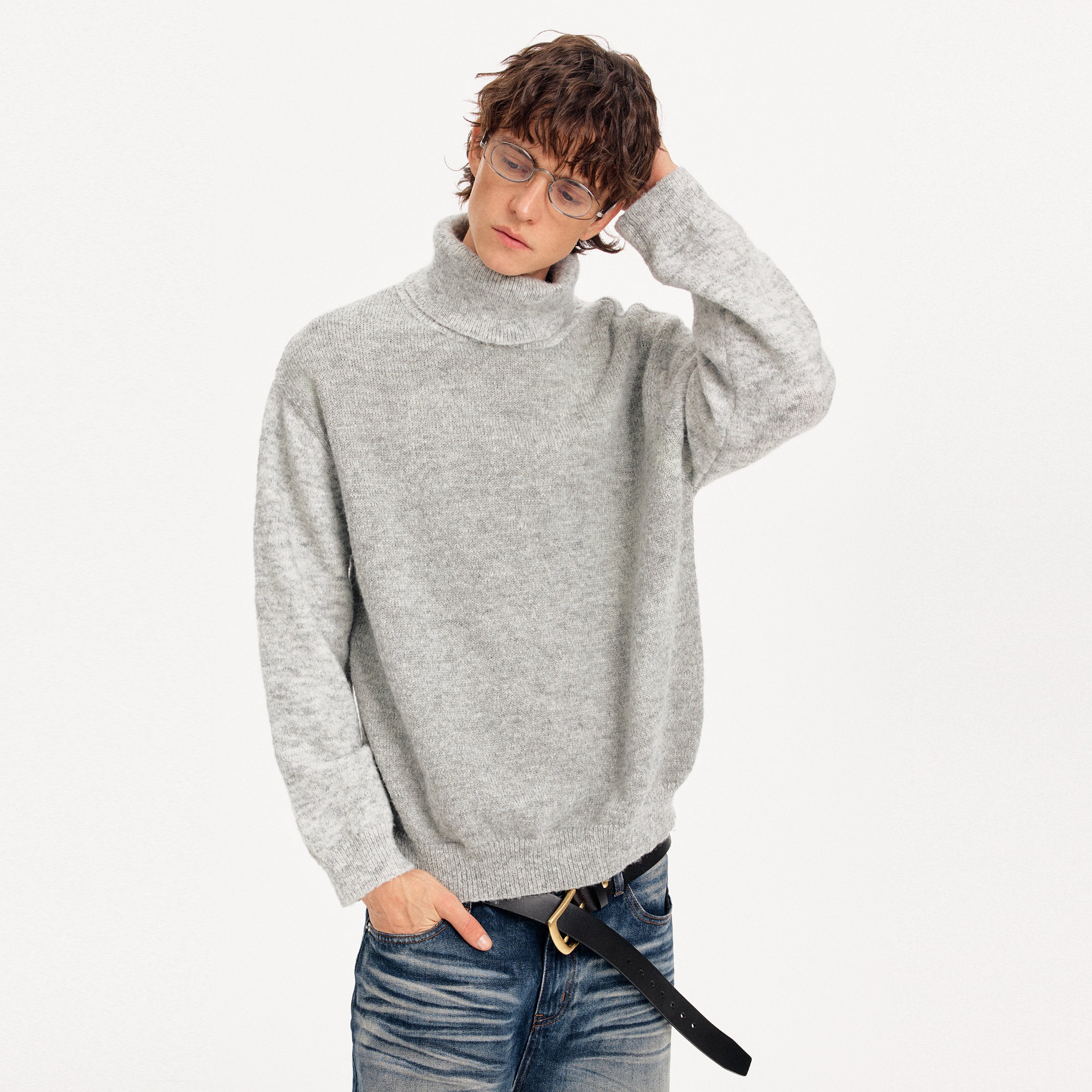 MADWITCH WOOL BLEND STAND COLLAR SWEATER #72672