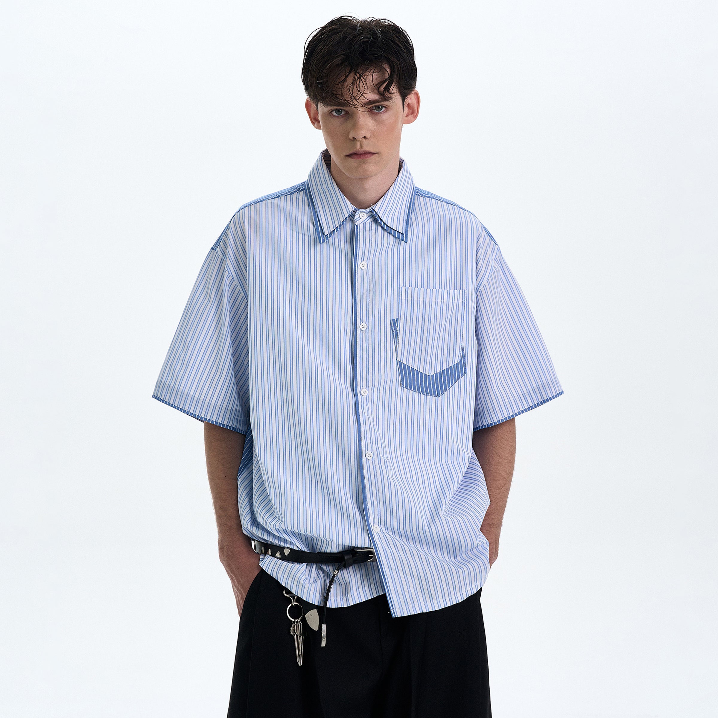 MADWITCH PATCHWORK SHORT SLEEVE SHIRT #AB1051
