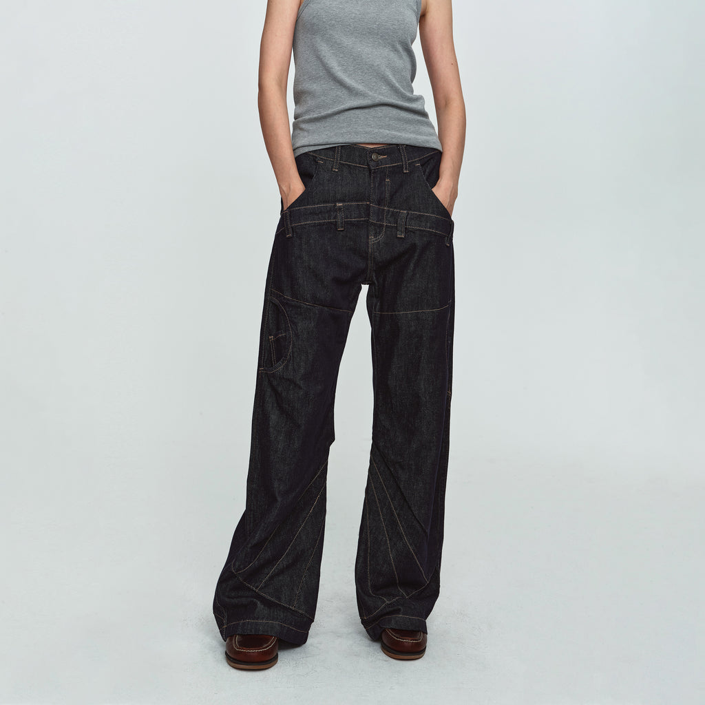 MADWITCH DECONSTRUCTED RAW-DENIM WIDE-LEG JEANS #2026380