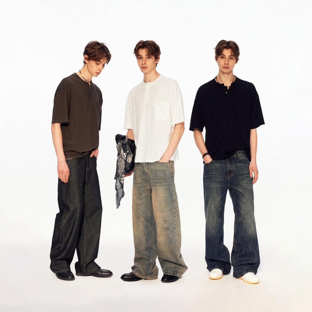 MADWITCH HENLEY LINEN RELAXED TEE UTU055 - MadWitch Store