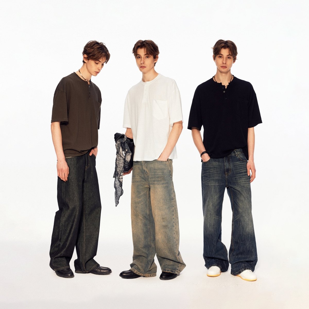 MADWITCH HENLEY LINEN RELAXED TEE UTU055 - MadWitch Store