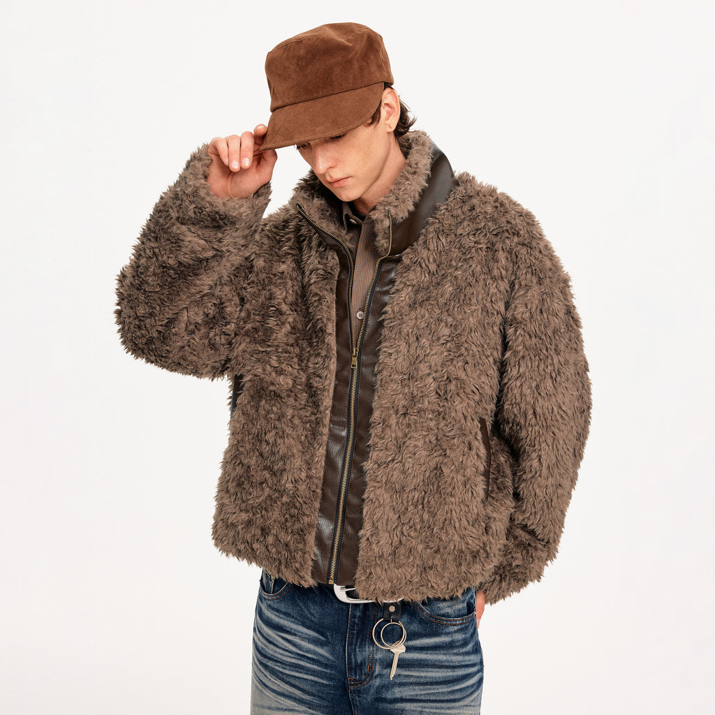 MADWITCH PATCHWORK SHEARLING COLLAR JACKET #256152
