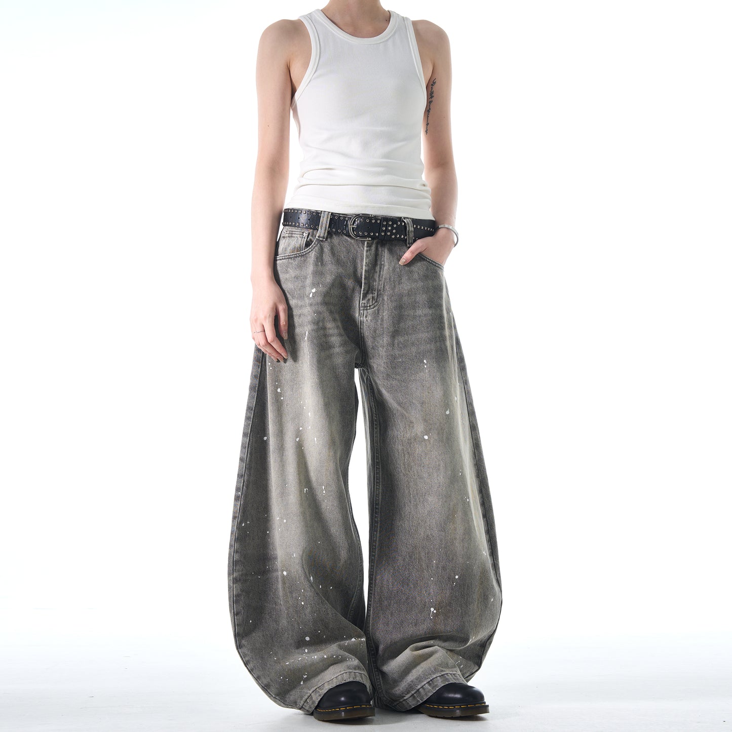 MADWITCH WIDE-LEG BEND-KNIFE JEANS #FX066