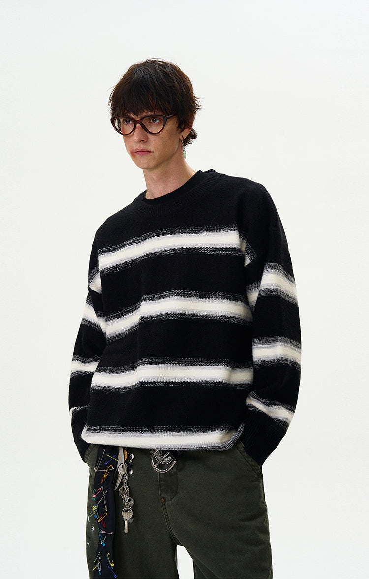 MADWITCH STRIPED CREWNECK SWEATER #5608