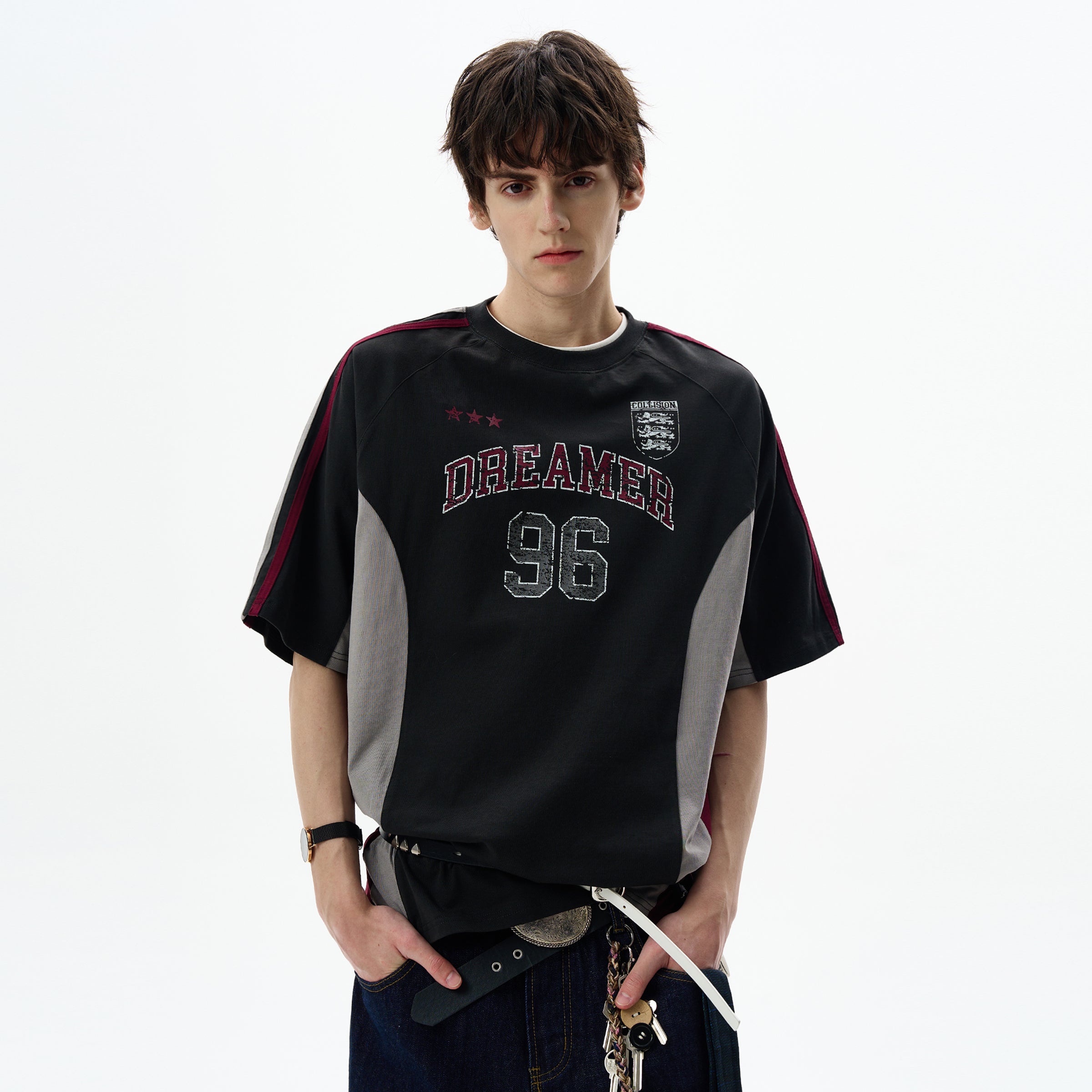 MADWITCH VINTAGE LETTER PRINT TEE #990559